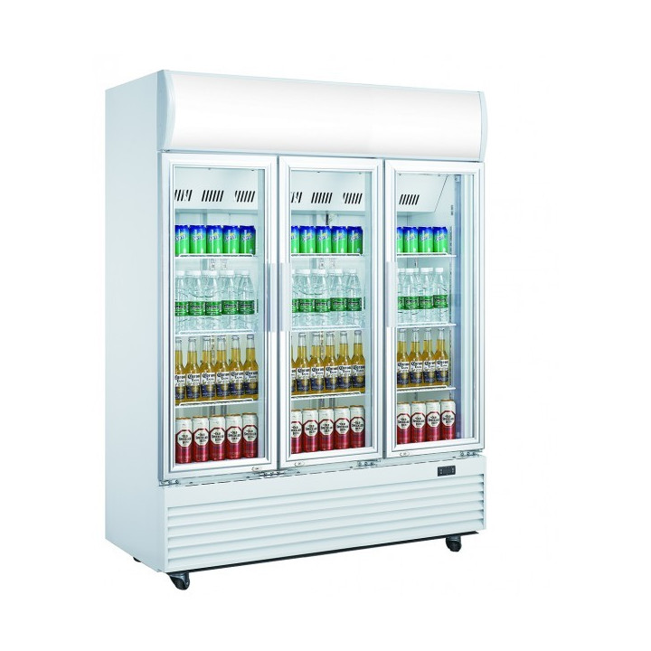 Witryna chłodnicza przeszklona poj. 1300l (LG-1300F) 3-drzwiowa biała ze srebrną ramką